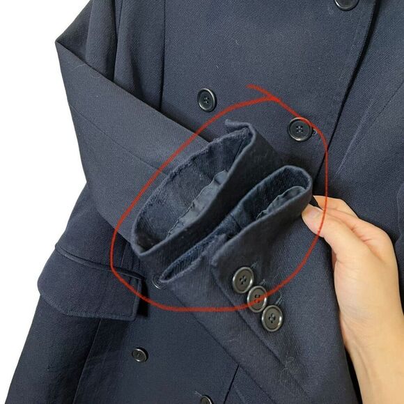 ASPESI Vintage Wool Pea Coat Navy Double Breasted Men’s XL Flawed Distressed - Picture 8 of 14